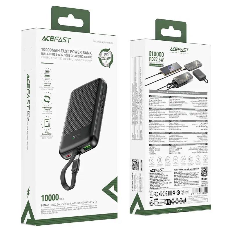 ACEFAST 10000mAh PD 22.5W Fast Power Bank (Built-in Cable)