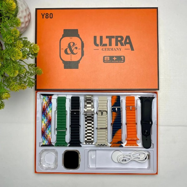 Y80 Ultra Smartwatch ( ১ পিস ঘড়ি ৮ পিস বেল্ট) 