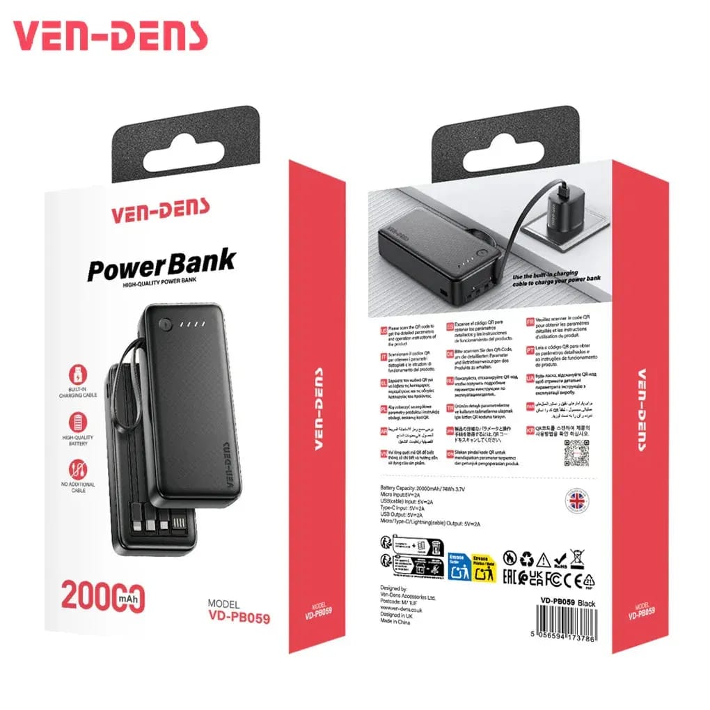 VENDENS POWER BANK ( 20000 mAh)
