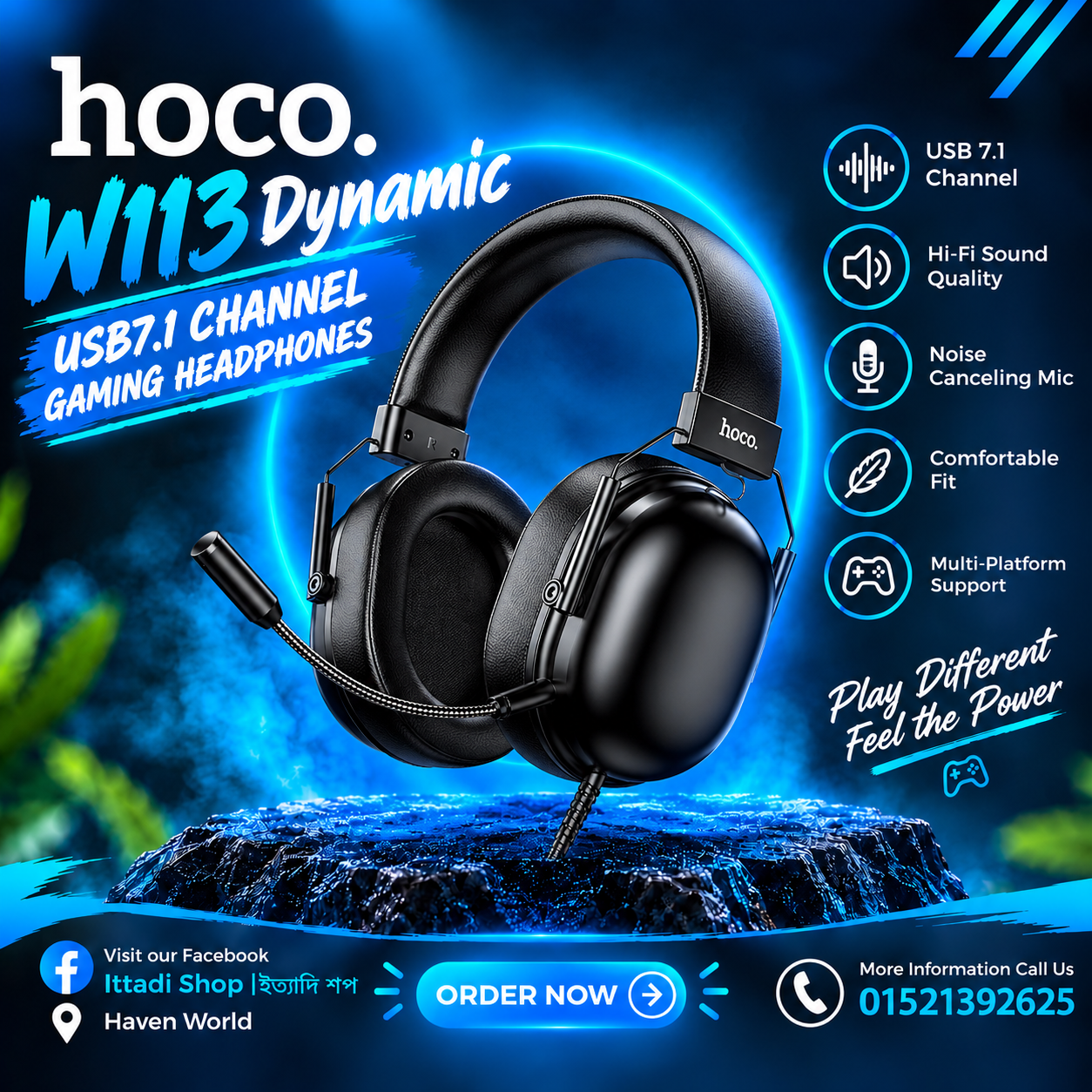 W113 Dynamic  USB7.1 channel  gaming  headphones