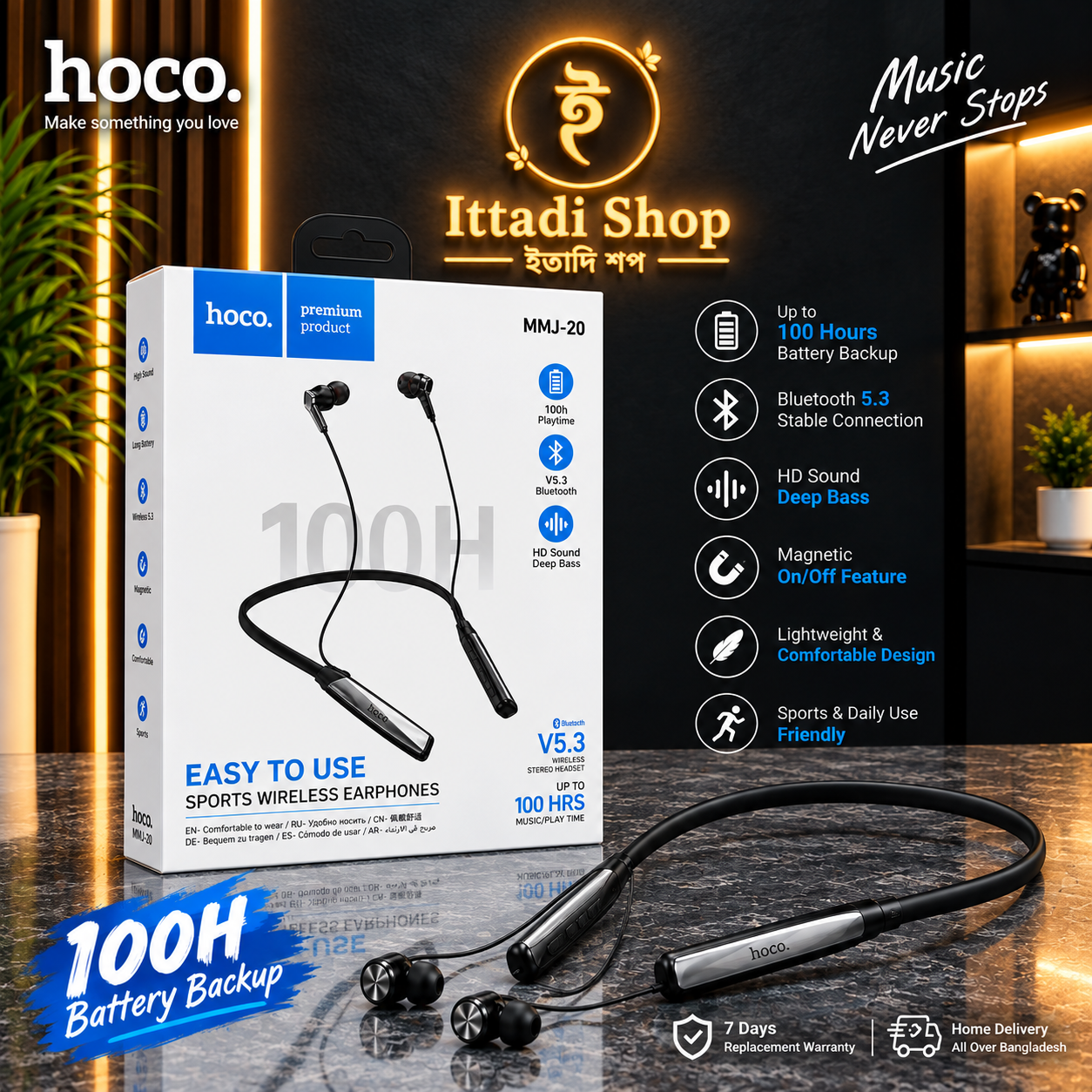 HOCO 100H Premium Wireless Neckband