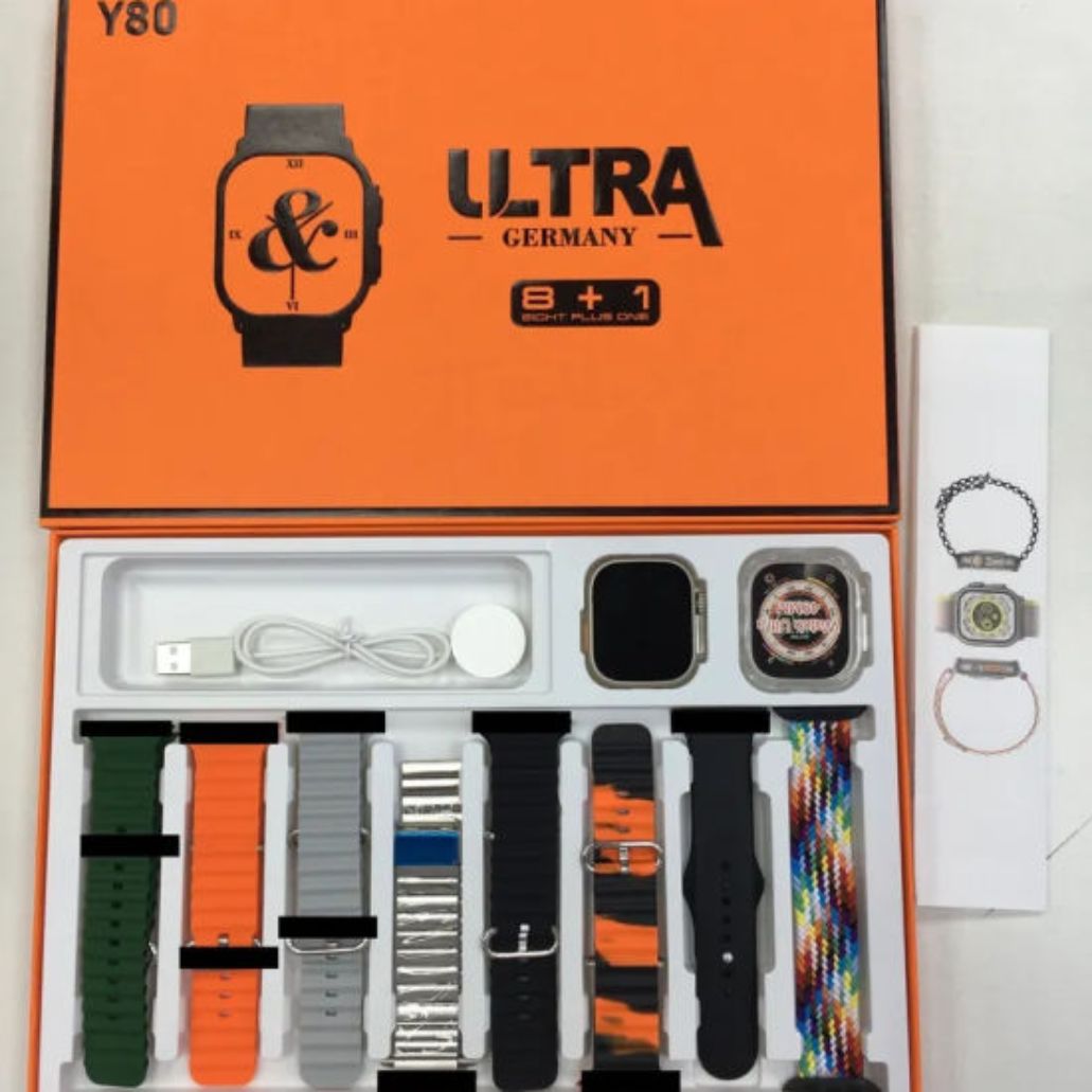 Y80 Ultra Smartwatch ( ১ পিস ঘড়ি ৮ পিস বেল্ট) 
