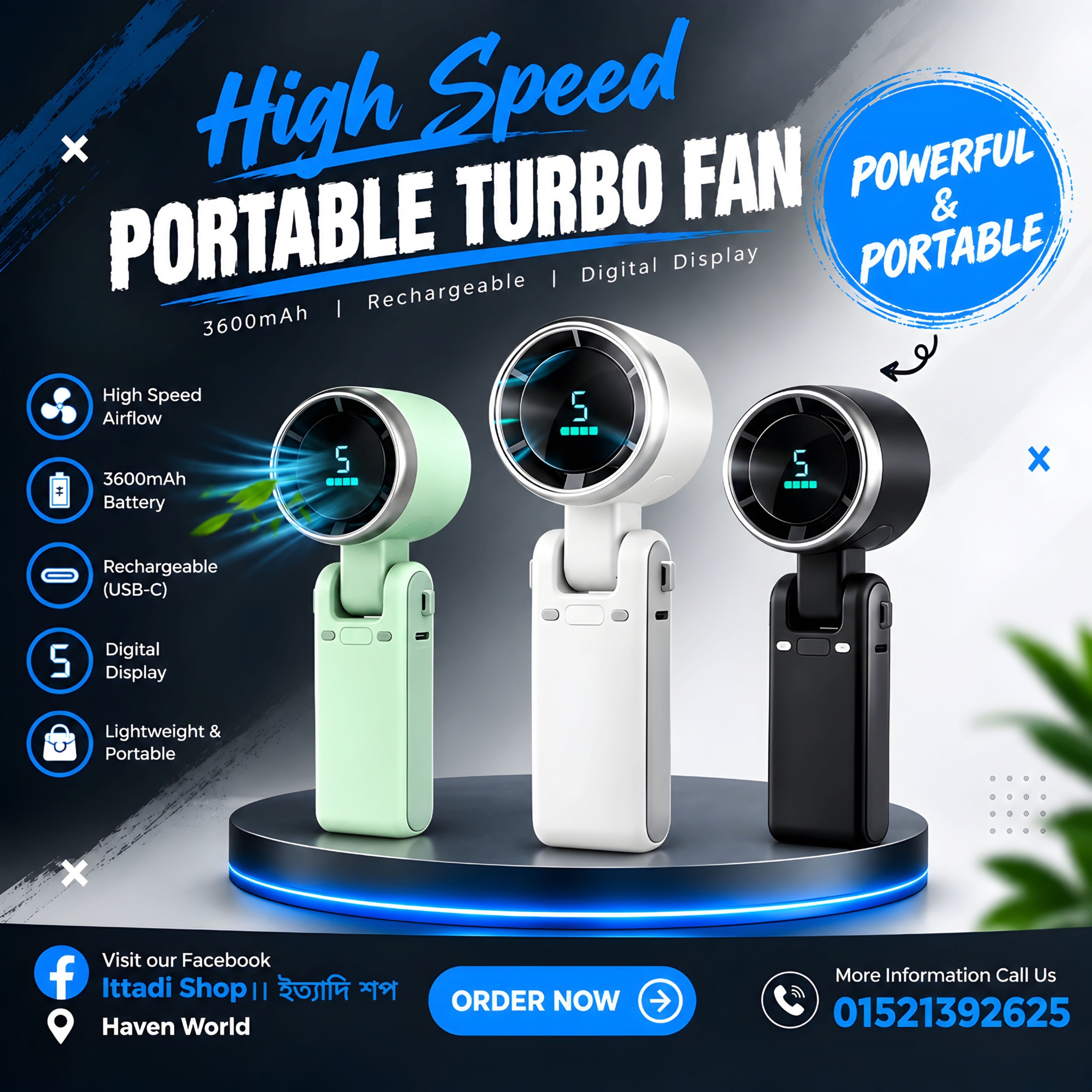 Folding High Speed Handheld Fan